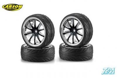 CARSON Pneus Piste Sur Jantes Noires  1/10