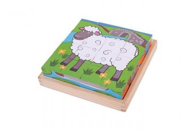 BIGJIGS Puzzle de blocs en bois Animaux de la ferme