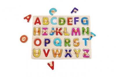TOTALCADEAU Puzzle lettres de l'alphabet en majuscule en bois jeu Montessori
