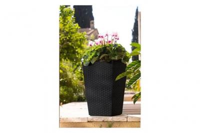 KETER RATTAN STYLE PLANTER Pot petit format 24 litres r&eacute;sine tress&eacute;e