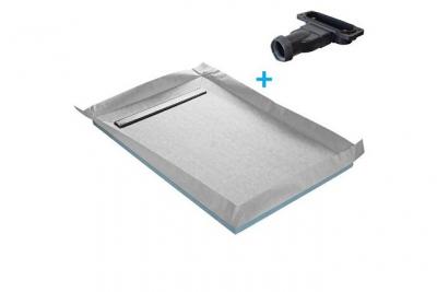  Receveur &agrave; carreler 100 x 150 cm LINEBOARD 4 pentes avec natte &eacute;tanche et siphon ultra plat