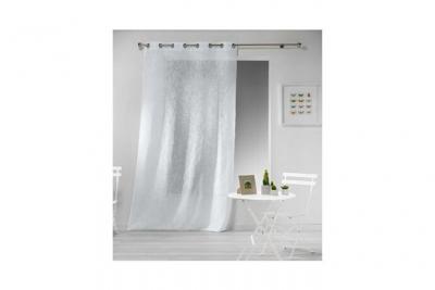 Panneau a oeillets 140 x 280 cm effet lin tisse haltona Blanc