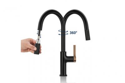 KAIBOR  - Auralum Mitigeur de Cuisine avec 2 Modes Jet, Douchette extractible, Robinet Cuisine Chrom&eacute; Rotatif &agrave; 360&deg;, Eau froide et chaude R&eacute;glable