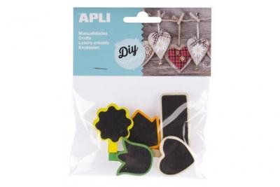 APLI  Sachet De 5 Mini Pinces En Bois Ardoise - Formes Assorties