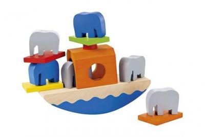 SELECTA SPIELZEUG Selecta 62012 Wippofant Jeu d&rsquo;empilage, en bois, 15,5 cm