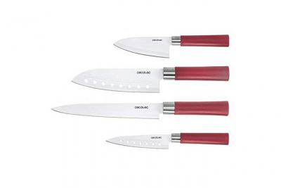 CECOTEC Set de couteaux japonais  Rouge, Acier