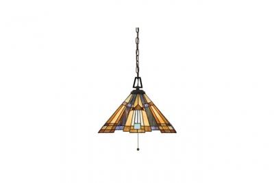 QUOIZEL  Suspension Inglenook, style Tiffany, par cha&icirc;ne