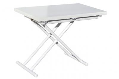 Table basse relevable rectangulaire extensible coloris blanc - Longueur 100 x largeur 50-100 cm