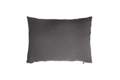 GENERIQUE Taie d'oreiller double gaze de coton gris anthracite 50x70 cm 