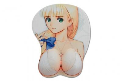  Tapis de souris 3D relief fille manga blonde et repose poignet seins