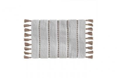 FIVE SIMPLY SMART Tapis de Salle de bain Taupe en Coton avec pompons 50 x 75 cm