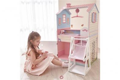 Teamson Kids Maison de poup&eacute;e Dream Land nurserie Poupon 2 fa&ccedil;ades Bois Fille Rose TD-11460A
