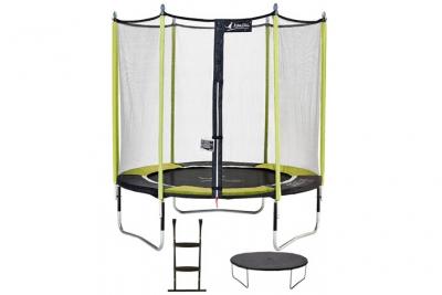 KANGUI Trampoline de jardin 244 cm + filet de s&eacute;curit&eacute; + &eacute;chelle + b&acirc;che de protection