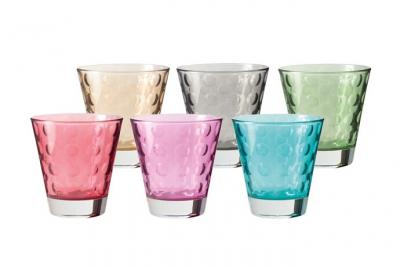 LEONARDO Verres &agrave;&nbsp; eau avec cercles en relief multicolore - Lot de 6 assortis OPTIC