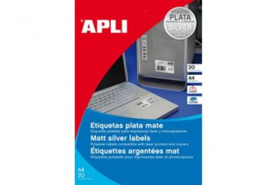 APLI Etiquettes Argent&eacute;s 45,7x21,2 Laser/Copieur - Marque: Agipa