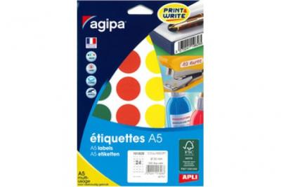 AGIPA  - Disques Adhesifs 24mm Bleu - Etui De 400