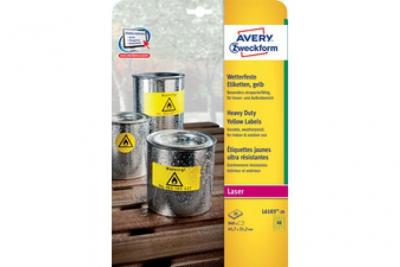 AVERY Etiquette plastique  Zweckform L6128-20 &oslash; 30 mm film de polyester jaune 960 pc(s) fixation permanente