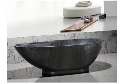Baignoire &icirc;lot MARBELA - 190 L - 180*85*58cm - Effet Marbre - Noir