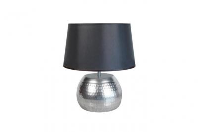 TOSEL BANGALORE - Lampe de chevet globe m&eacute;tal chrome et noir