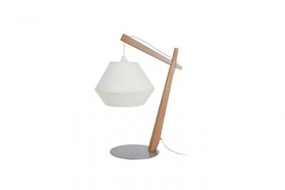 TOSEL BELFORT CONE - Lampe de chevet arqu&eacute; bois naturel et &eacute;cru