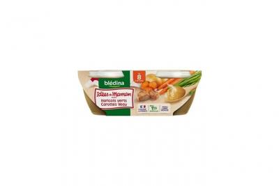BLEDINA Bols haricots verts, carottes et veau Id&eacute;e de Maman - d&egrave;s 8 mois, Bl&eacute;dina (2 x 200 g) 