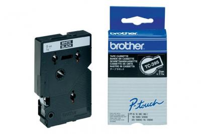 BROTHER Ruban thermique en cassette 9mm  TC-395 Blanc sur Noir