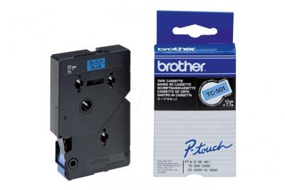 BROTHER Ruban thermique en cassette 12mm TC-501 Noir sur Bleu