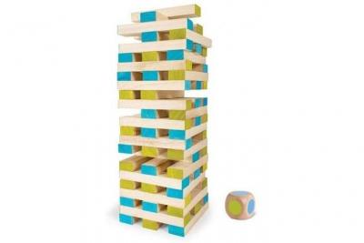  Bs toys tour en bloc de bois 60 pi&egrave;ces bleu/vert