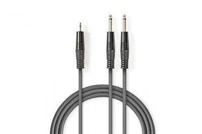 NEDIS C&acirc;ble audio st&eacute;r&eacute;o 2x 6,35 mm m&acirc;les - 3,5 mm m&acirc;le 5,0 m gris