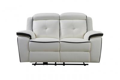 VENTE UNIQUE Canap&eacute; 2 places relax &eacute;lectrique en cuir ANGELIQUE - Blanc/anthracite 