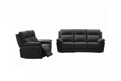 VENTE UNIQUE Canap&eacute;s 3 places et 2 places relax en cuir de buffle PAKITA - Noir