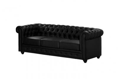VENTE UNIQUE Vente-unique Canap&eacute; 3 places en simili CHESTERFIELD - Noir