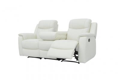 VENTE UNIQUE Canap&eacute; 3 places relax evasion en cuir - blanc ivoire - Ivoire