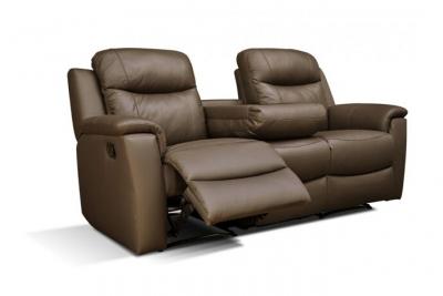 VENTE UNIQUE Canap&eacute; 3 places relax EVASION en cuir - Marron - Marron