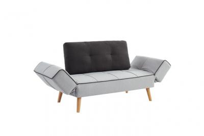 VENTE UNIQUE Canap&eacute; convertible clic-clac en tissu EBATY II - Gris clair et anthracite