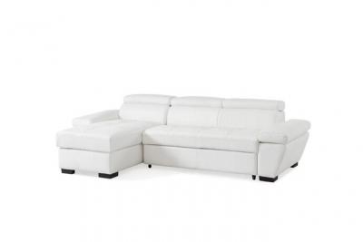 VENTE UNIQUE Canap&eacute; d'angle convertible en cuir JONOVA - Blanc - Angle gauche 