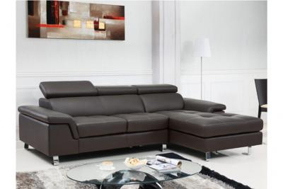 VENTE UNIQUE Canap&eacute; d'angle cuir mishima - Marron - Angle droit - Marron Chocolat