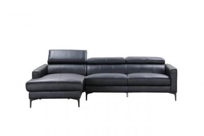 VENTE UNIQUE Canap&eacute; d'angle en cuir de buffle FLORENCE - Noir - Angle gauche