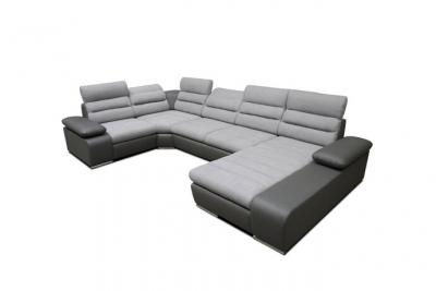 VENTE UNIQUE Canap&eacute; d'angle panoramique convertible BOILEAU - Gris/anthracite - Angle droit