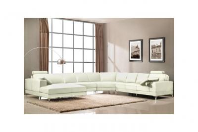 VENTE UNIQUE Canap&eacute; panoramique 7 places cuir sup&eacute;rieur DONATELLO II - Ivoire - Angle gauche