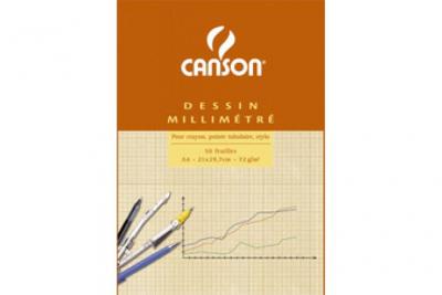 CANSON  - Bloc 50 feuilles de papier millim&eacute;tr&eacute; bleu A3 - 90g/m&sup2;