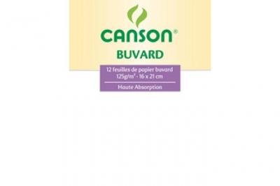CANSON  Lot de 3 Pochettes 12 Feuilles Buvard 125g 160 x 210 m Blanc