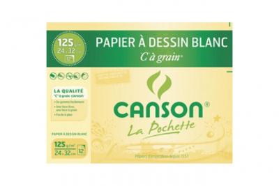 CANSON Pochette C &Agrave; Grain&reg; - Papier &Agrave; Dessin Blanc - 24 X 32 Cm