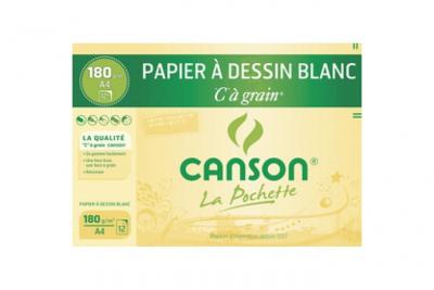 CANSON Pochette de papier &agrave; dessin 12 feuilles A4 125g/m2 blanc