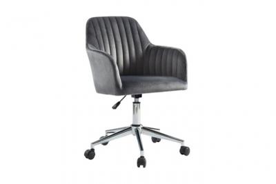 Chaise de bureau - Velours - Gris - Hauteur r&eacute;glable - eleana - Gris