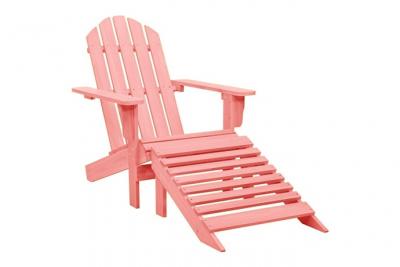 VIDAXL Chaise de jardin Adirondack avec pouf Bois de sapin solide Rose