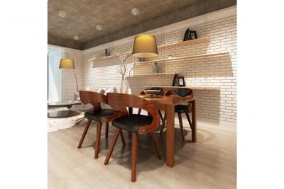 Chaises de salle &agrave; manger 4pcs marron bois courb&eacute; et similicuir