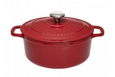 MATFER Cocotte ronde 20 cm chasseur rouge uni interieur sable