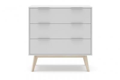 Commode, meuble de rangement en pin et MDF avec 3 tiroirs coloris blanc - Longueur 80 x Profondeur 40 x Hauteur 83 cm-- 