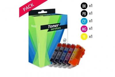 TONER SERVICES Compatible Canon PGI525/CL526 Pack de 5 cartouches Noir et couleurs
